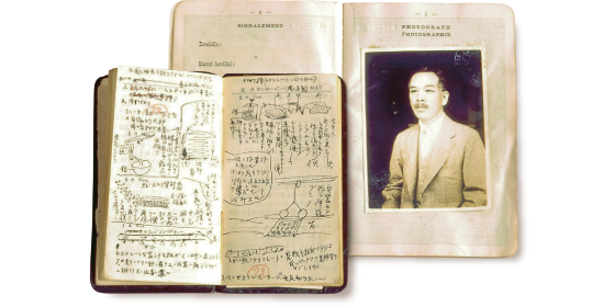 昭和5年 渡米時の江崎利一のパスポートとメモ帳