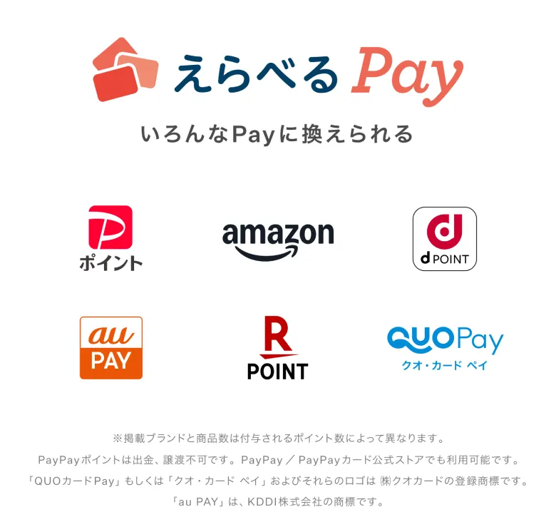えらべるPay で交換できるブランド一覧