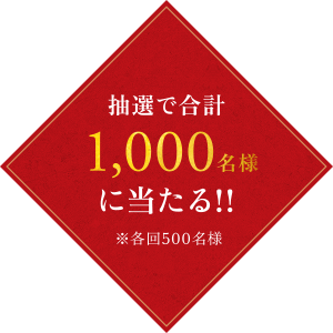 抽選で合計1,000名様に当たる!!※各回500名様