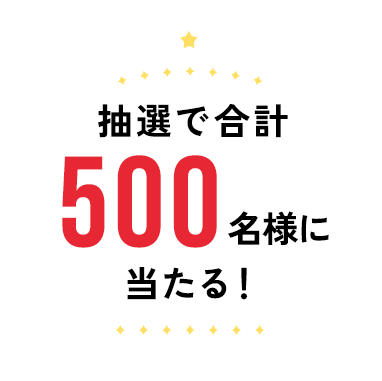 抽選で合計500名様に当たる！