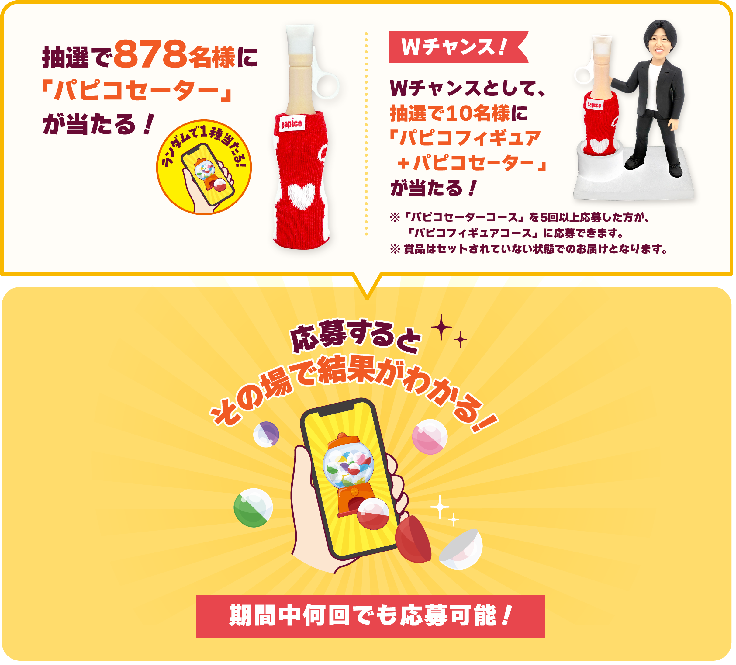 抽選で878名様に「パピコセーター」が当たる！