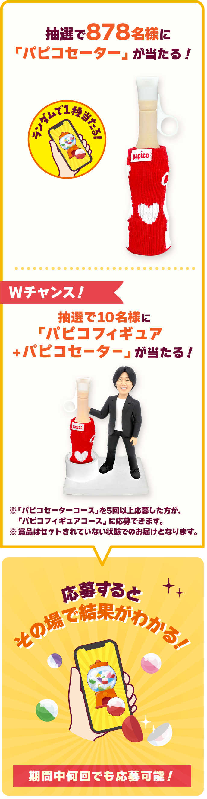 抽選で878名様に「パピコセーター」が当たる！