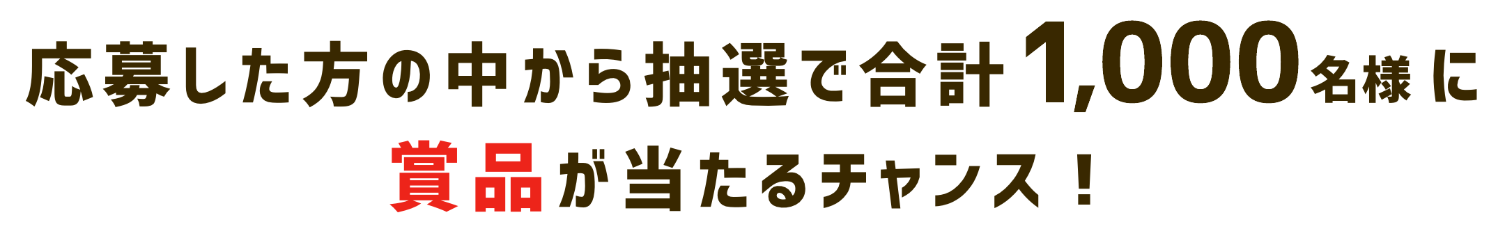 応募した方の中から抽選で合計1,000名様に賞品が当たるチャンス！