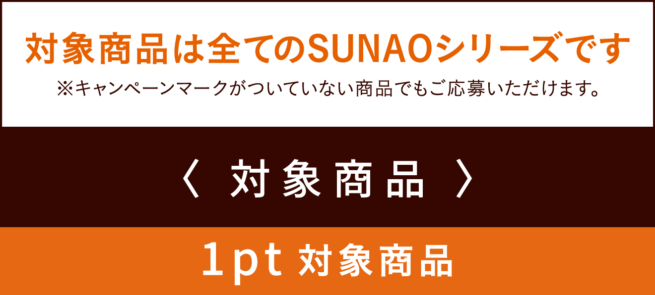 対象商品はSUNAOシリーズです